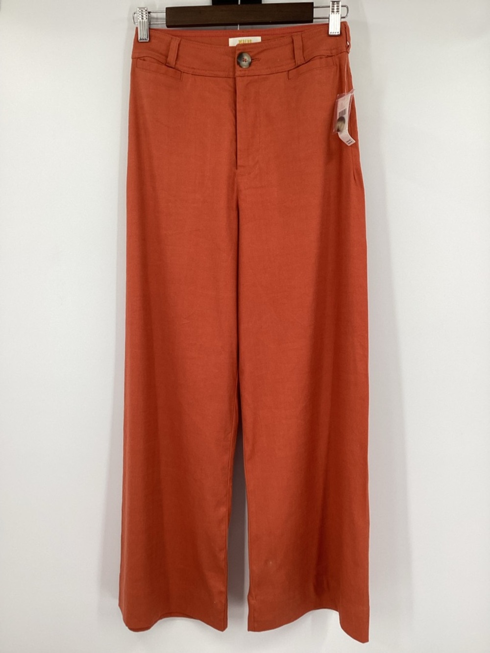 Anthropologie Ettie Linen Wide-Leg Cropped Pants in Rust Orange - Picture 2 of 16